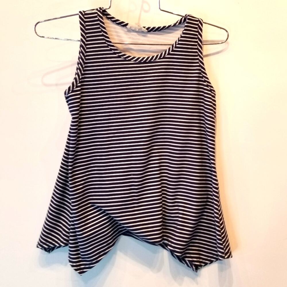 Btween Juniors Top Size S Tank Sleeveless Stretch Classic Coastal Blue White‎